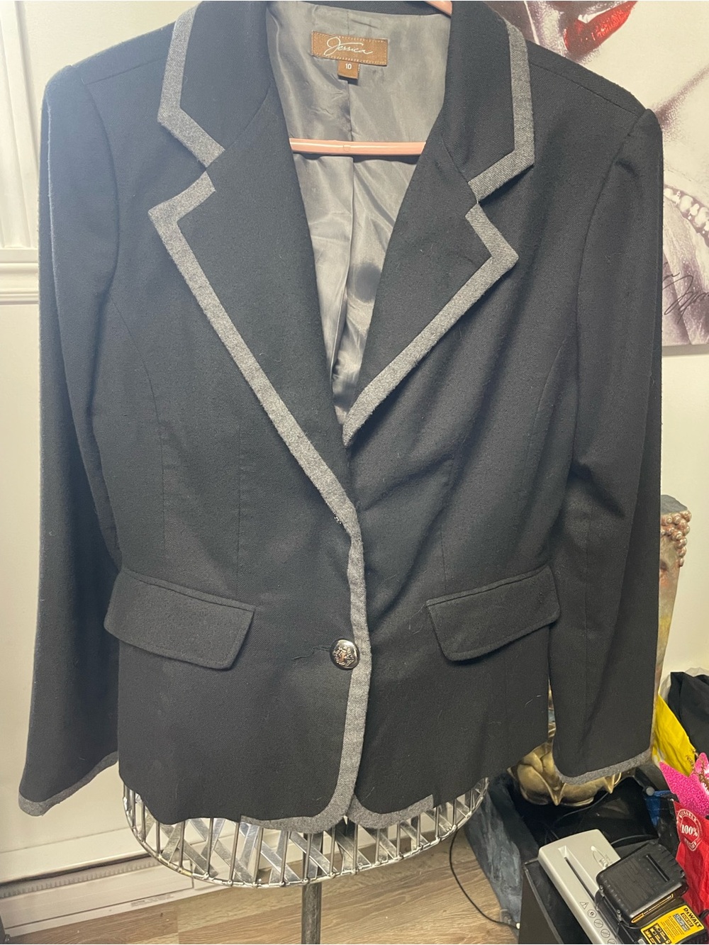 Jessica Black Jacket with Brown Label